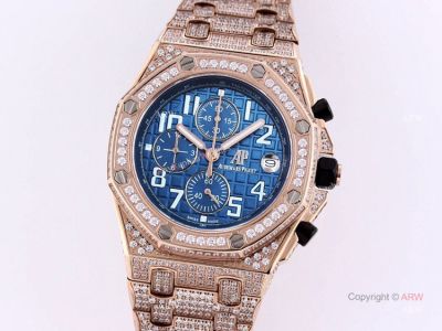 Audemars Piguet Royal Oak Rose Gold Blue Chronograph Dial Mens Watch Replica For Sale